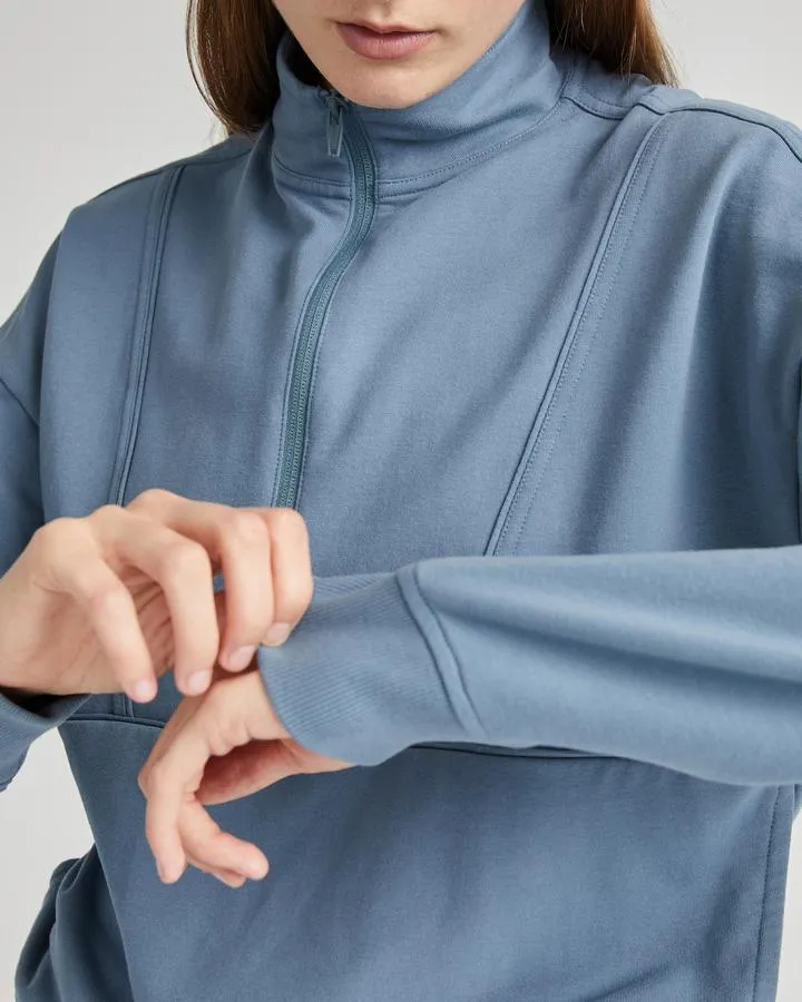 Terry Half Zip Pullover (Blue Mirage)