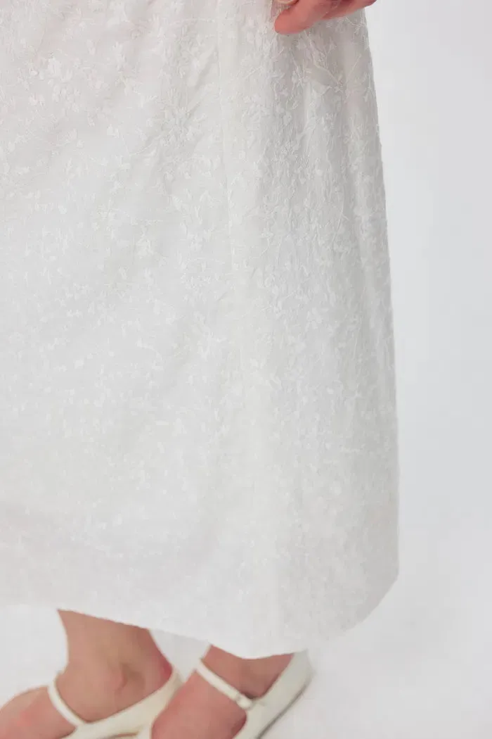 Tishri Embroidered Skirt in Silk Crepe De Chine