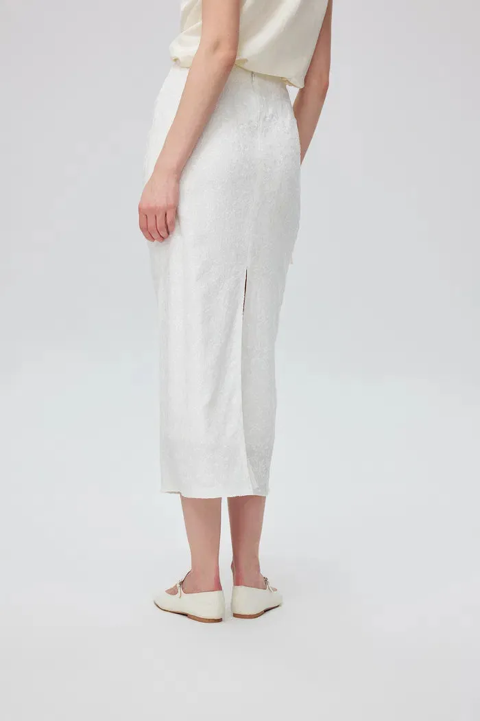 Tishri Embroidered Skirt in Silk Crepe De Chine