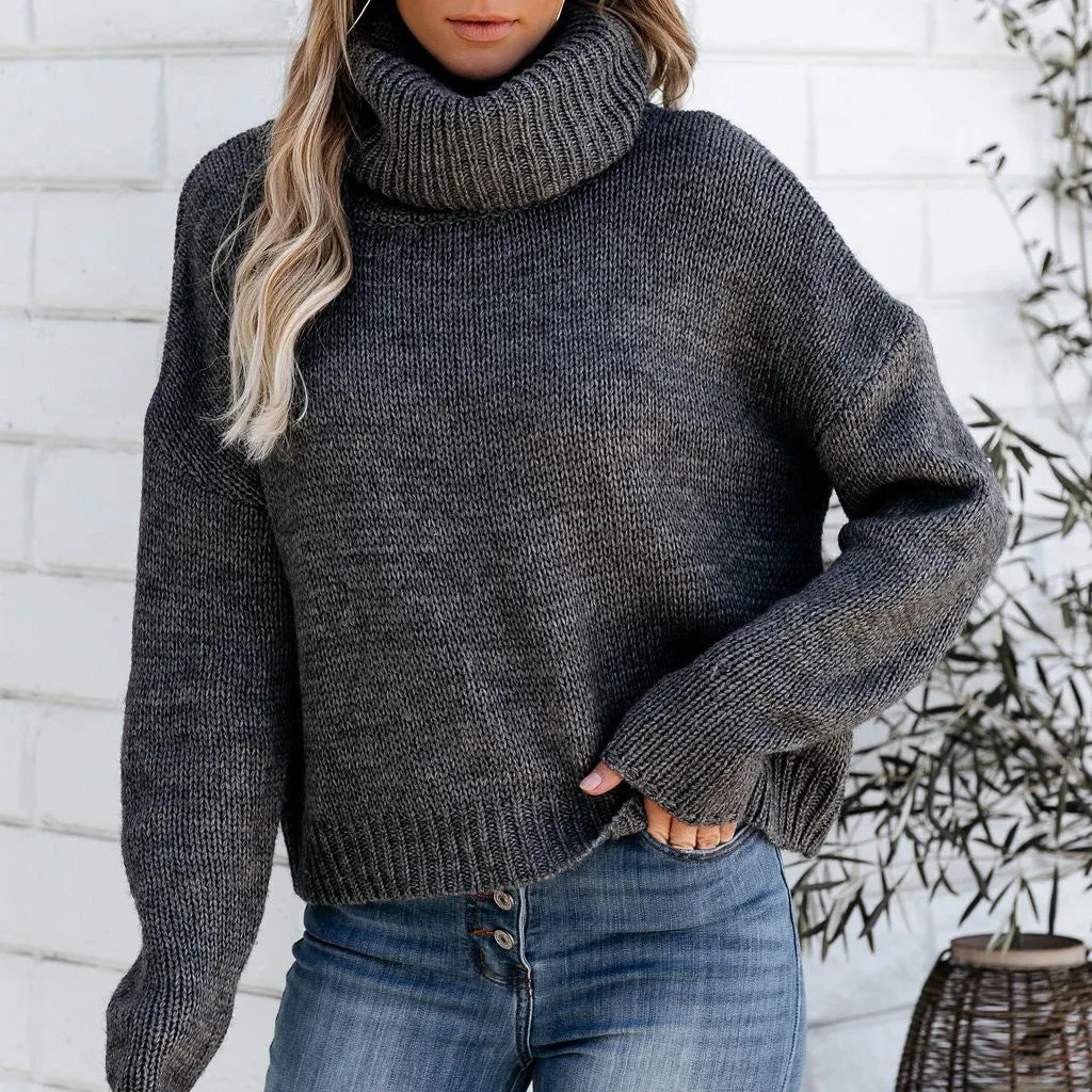 Turtleneck Pullover Solid Color Knit Hollow Backless Sweater Wholesale Women'S Top