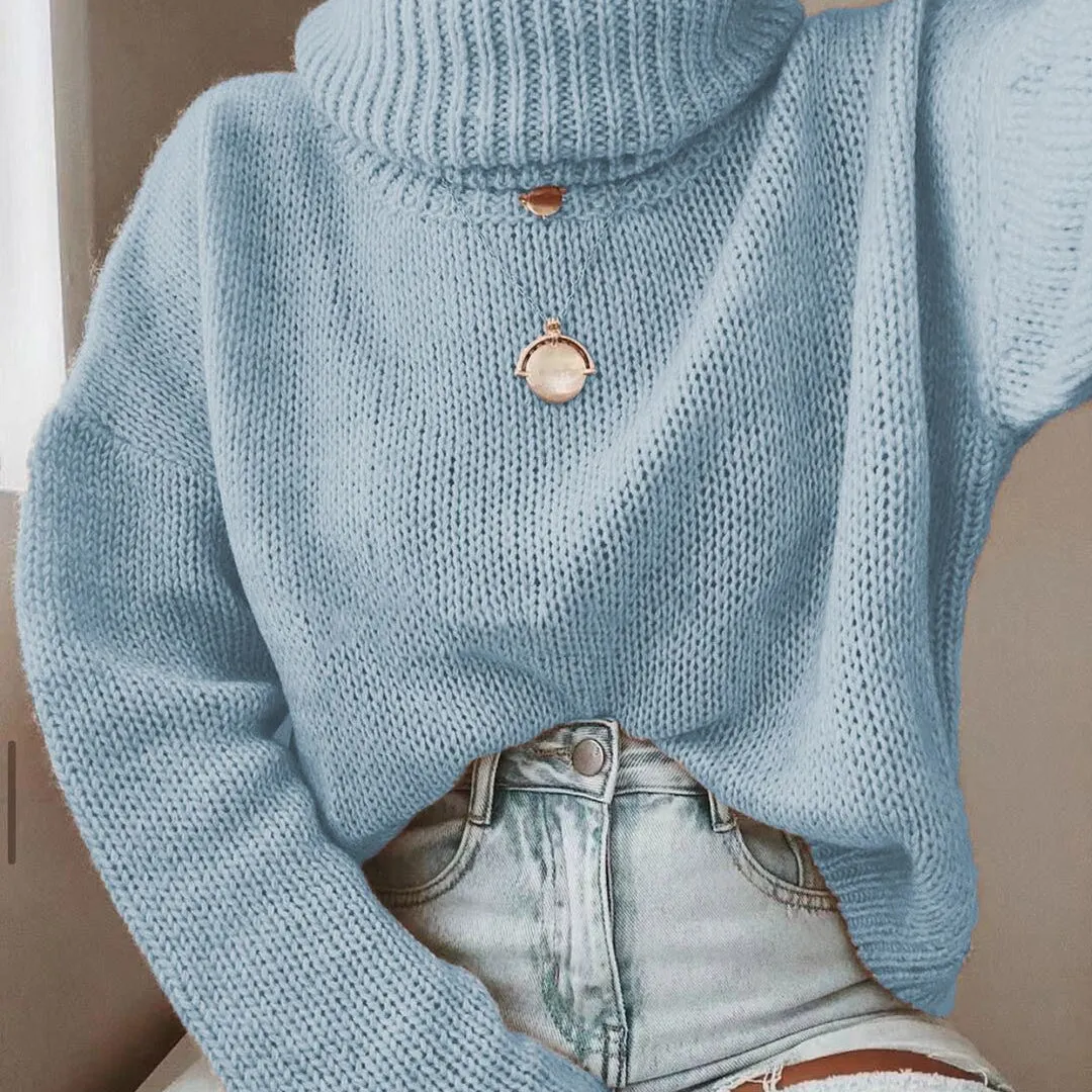 Turtleneck Pullover Solid Color Knit Hollow Backless Sweater Wholesale Women'S Top