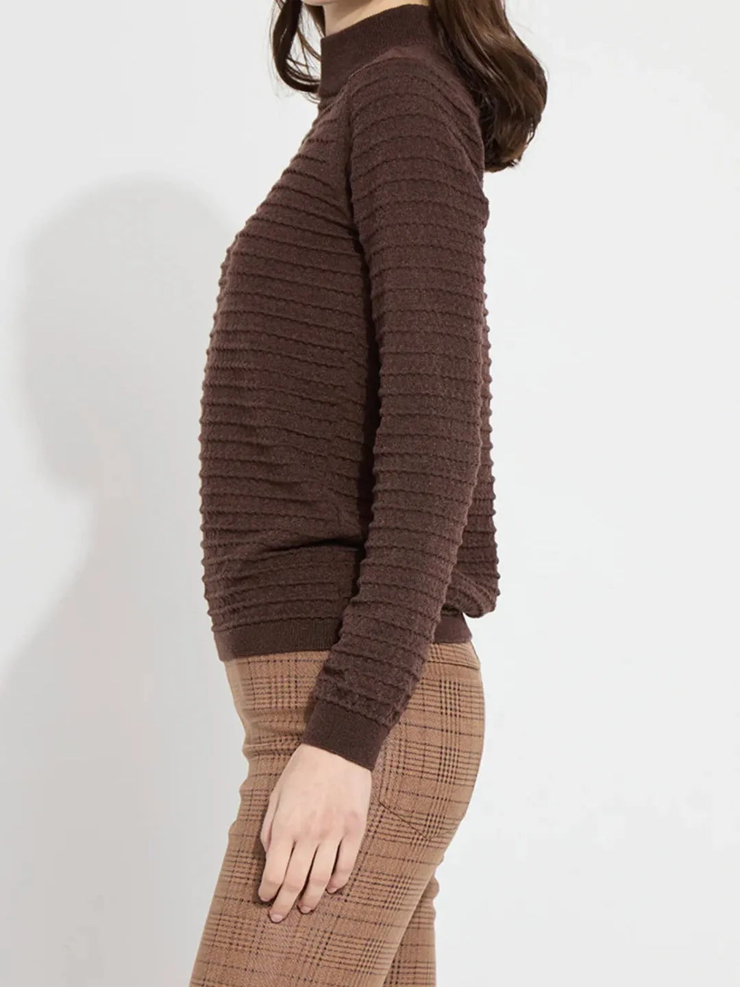 Valery Smocked Mock Neck Sweater