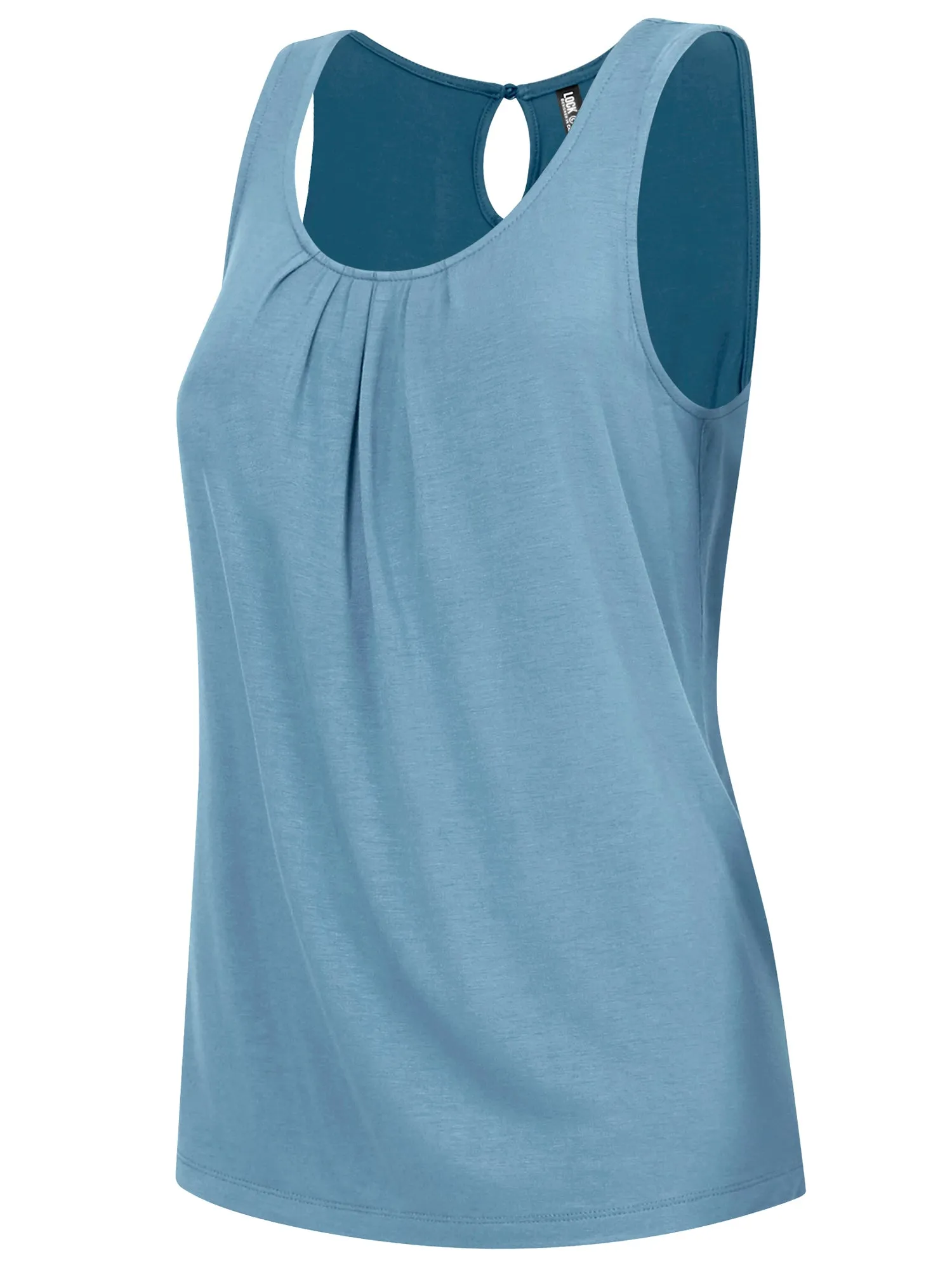 Women's Pleated Front Scoop Neck Shell Tank