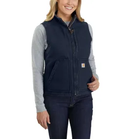 Women's Relaxed Fit Washed Duck Sherpa Lined Mock Neck Vest